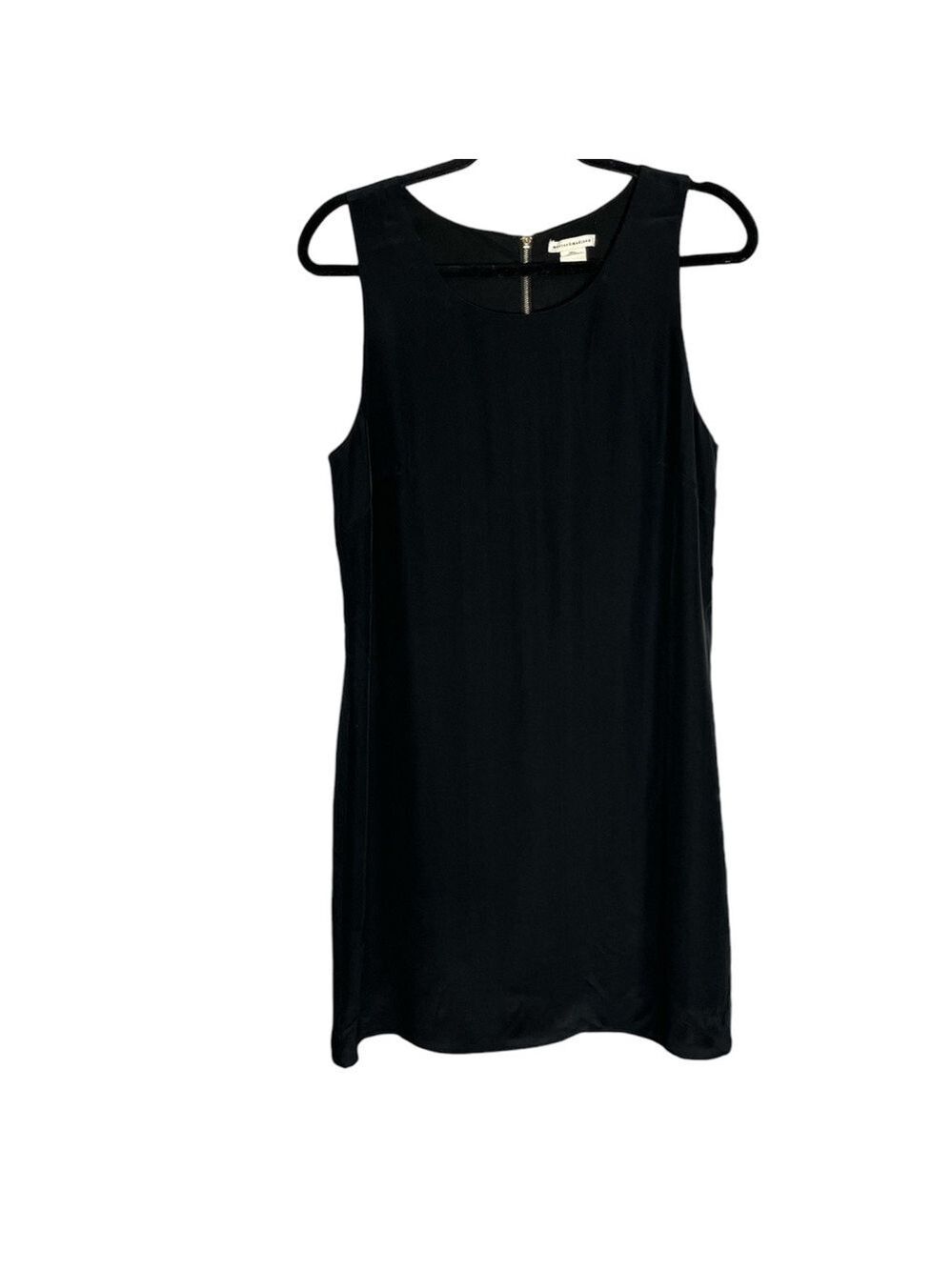 Mercer & Madison Black Silk Sleeveless Sheath Dress Exposed Gold Zipper, size 8